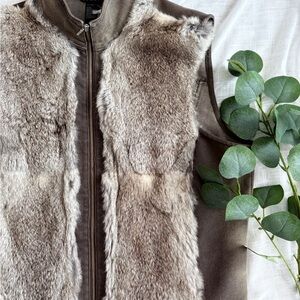 SPANNER Brown Rabbit Fur Front Vest